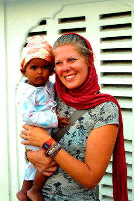 Amritsar, India Jessie posing with a cute baby