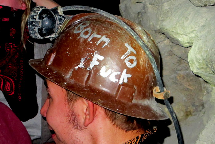 Funny hard hats Potosi, Bolivia