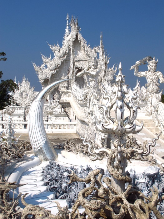 White Temple made of stucco in Chiang Rai Thailand