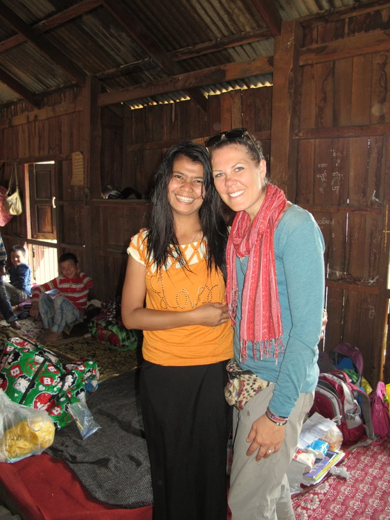 Jessie and a teacher in a Palaung Village