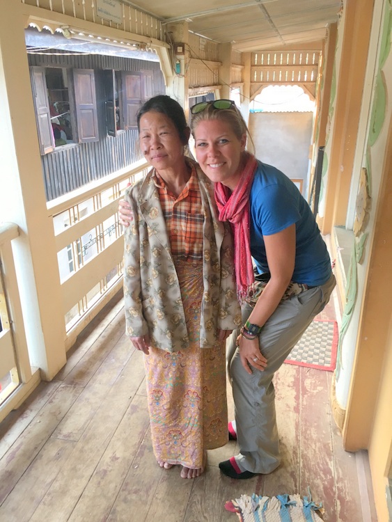 Jessie and elderly woman at a monestary