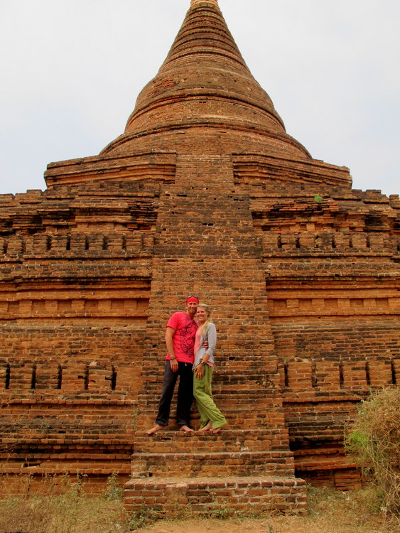 Us at a pagoda in Bagan, Myanmar