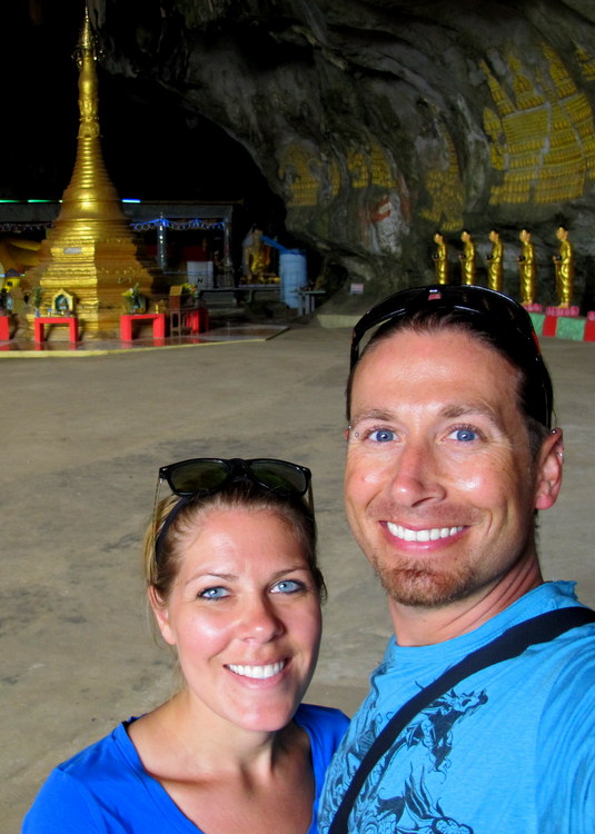 Us in a cave temple Hpaan, Myanmar